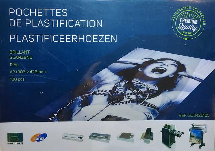 100 Pochettes de Plastification A3 125 - Quartz by Trigomen